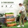 3 Tier Raised Garden Bed Wooden Elevated Planter Box Kit, 66L for Flower, Vegetable, Herb, 65x75x78cm, Brown Image 5