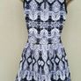 Karen Millen Black Blue Jacquard Fit Flare Knit Dress Image 7