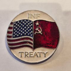 INF Treaty 1987 Soviet Vintage Pinback Button USA USSR Rare! Collectable