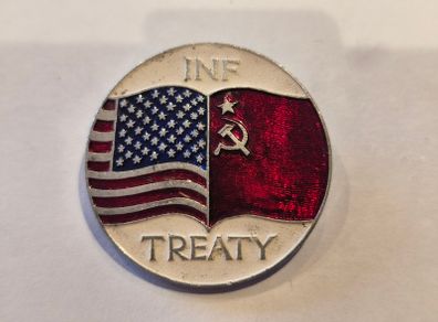 INF Treaty 1987 Soviet Vintage Pinback Button USA USSR Rare! Collectable