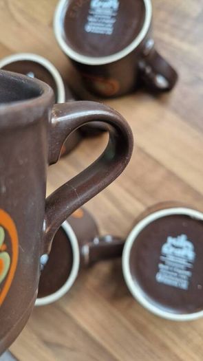 Vintage Kiln Craft Hermes Staffordshire Mugs & Saucers / Side plates