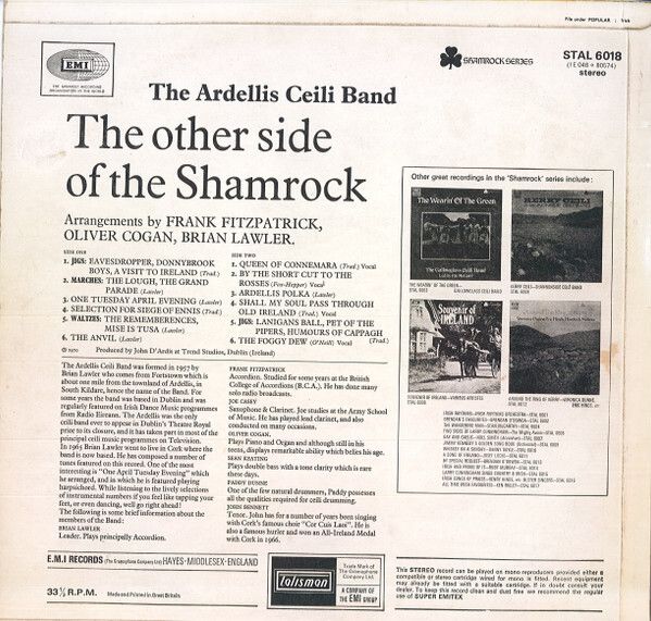 Ardellis Ceili Band - The Other Side Of The Shamrock LP 1970