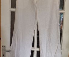 Savida Dunnes Stores White Linen Wide Leg Trousers  Size 14 Long 33 Leg
