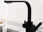 Square 3 Way Faucet Brass Black