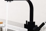 Square 3 Way Faucet Brass Black