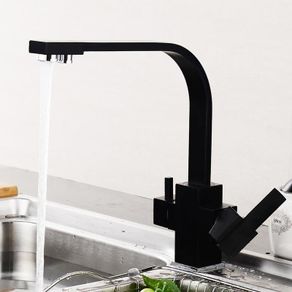 Square 3 Way Faucet Brass Black