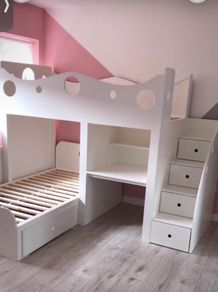 Bunk beds with desk and drawers
