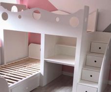 Bunk beds with desk and drawers