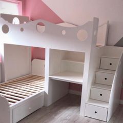 Bunk beds with desk and drawers