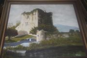 a large oil painting on board castle ruins by dublin artist frank feld