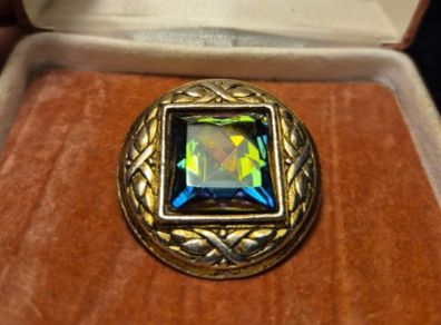 Vintage Celtic Rainbow Glass Brooch
