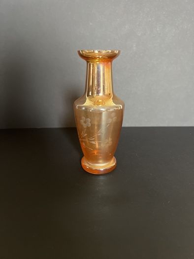 Vintage Amber Carnival Glass  Vase PRICE DROP