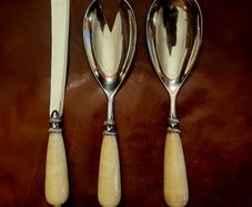 Vintage onyx handle salad set