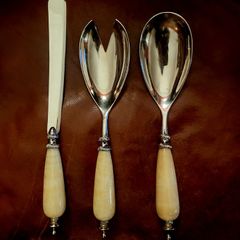 Vintage onyx handle salad set