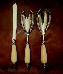 Vintage onyx handle salad set
