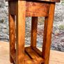 Rustic Walnut Finish Handmade Solid Wood Bedside Table / Stool / End Table Image 3