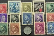 German third reich stamps and coin, 10 pfennig.