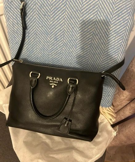 Prada black leather tote