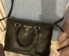 Prada black leather tote