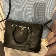 Prada black leather tote