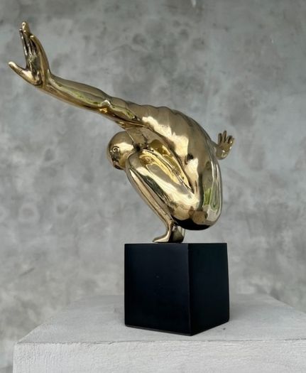 Large bronze statue on custom stand