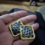 1980s Large Earrings, Navy and Gold, Clip On Image 4