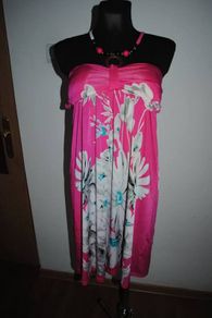 Tra-ita pink floral midi halterneck dress size UK10/12 EU38/40 Perfect condition Postage included