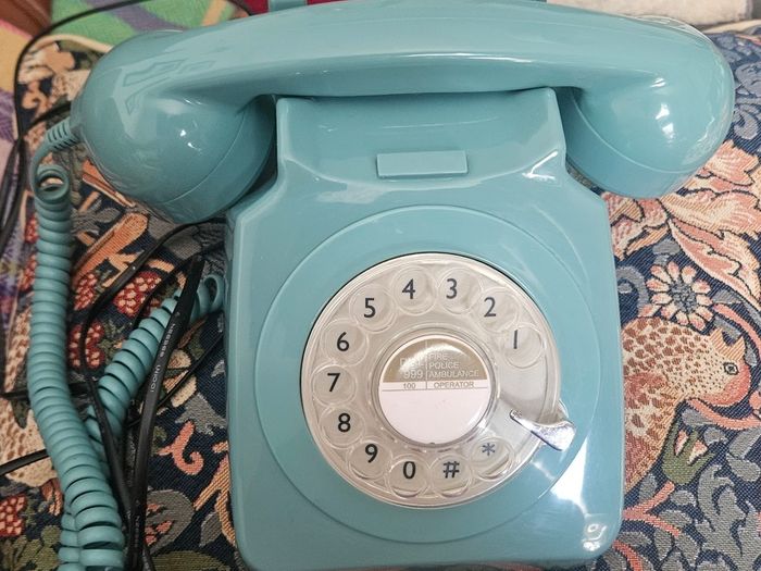 Retro Turquoise Rotary Dial Telephone with Modern Connection