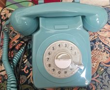 Retro Turquoise Rotary Dial Telephone with Modern Connection