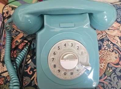 Retro Turquoise Rotary Dial Telephone with Modern Connection