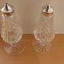 Vintage Lismore Waterford Crystal salt and pepper set. Silver tops Image 4