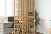 Room Divider 3 Panels Brown Solid Wood Paulownia