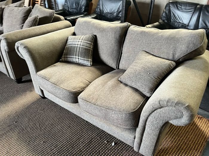 Grey 3+2 sofa set with footrest