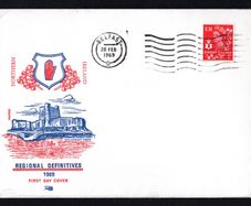1969 Northern Ireland 1d Regional Definitive Illustrated First Day Cover with Belfast 26 Feb 1969 Cancel Addressed First Day Cover (FDC).