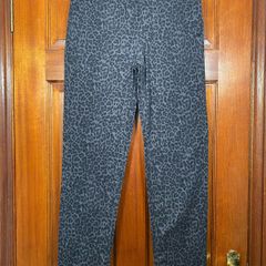 Premium By Jack and Jones Mens Grey Leopard Print Tailored Pants W28 L30