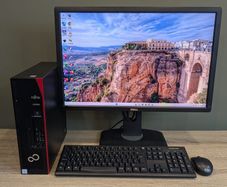 Fujitsu Esprimo Mini Tower PC with Intel i5 9th Gen CPU 16GB DDR4 24" LCD Windows 11 & Office 2024 Pro, 500GB NVMe, Wifi, Bluetooth