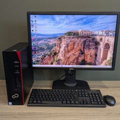 Fujitsu Esprimo Mini Tower PC with Intel i5 9th Gen CPU 16GB DDR4 24" LCD Windows 11 & Office 2024 Pro, 500GB NVMe, Wifi, Bluetooth