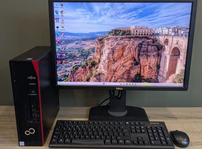 Fujitsu Esprimo Mini Tower PC with Intel i5 9th Gen CPU 16GB DDR4 24" LCD Windows 11 & Office 2024 Pro, 500GB NVMe, Wifi, Bluetooth