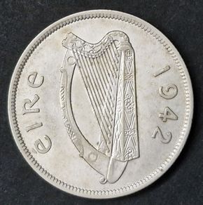 Ireland Excellent 1942 Silver  Half Crown coin