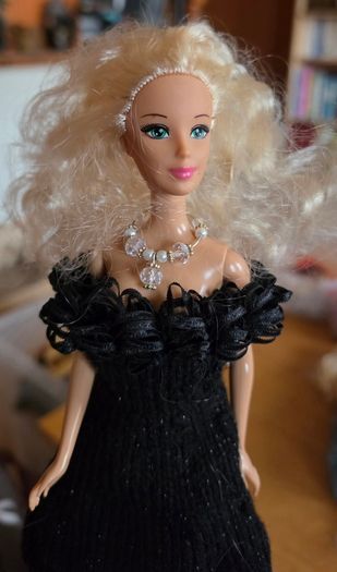 Barbie doll handemade dress and necklace