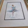 Framed Watercolor Ballerina Signed. Image 2