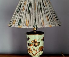 Antique handpainted converted oil lamp