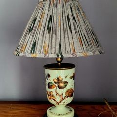 Antique handpainted converted oil lamp