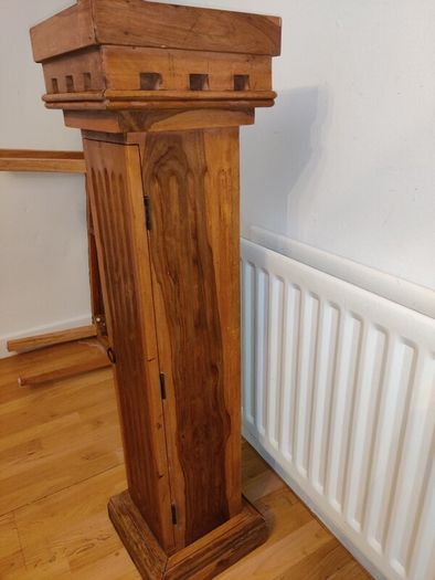 Vintage Wooden DVD Storage Tower Column Cabinet Pillar Stand