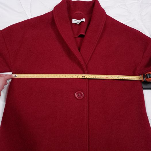 Carolyn Donnelly Cherry Red Shawl Collar 100% Wool Long Coat Overcoat 10UK/38EU
