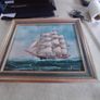 Framed oil of a sailing ship on board signed Y. Jones Image 9
