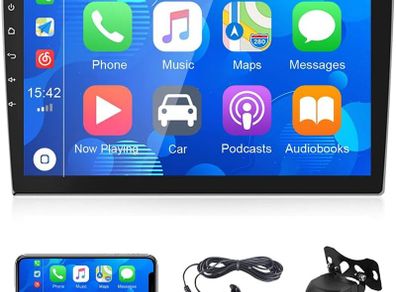 Apple Carplay Android Auto Double Din 9 Inch Touchscreen Bluetooth Car Stereo with Backup Camera FM Radio/USB/AUX-IN Support Mirror Link/SWC+ Microphone