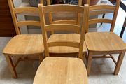 4 x Very Solid High Back White Oak Wooden Kitchen Dining Chairs - Can Deliver