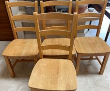 4 x Very Solid High Back White Oak Wooden Kitchen Dining Chairs - Can Deliver