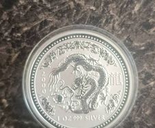 2000 Perth Mint Silver Bullion Dragon Coin